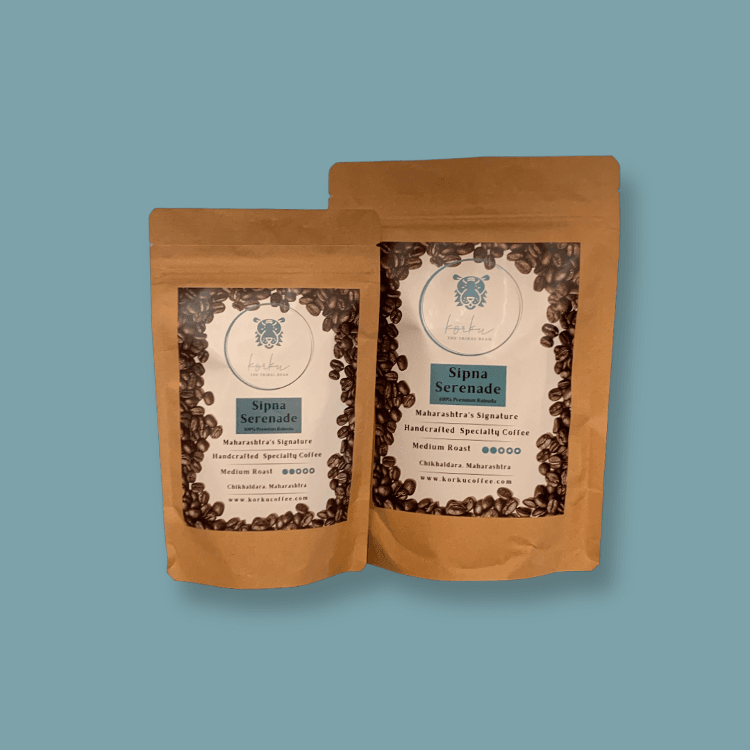 Sipna Serenade Korku Coffee packs on their original blue background